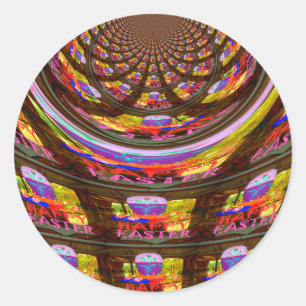 Psychedelisch Osterkaleidoskop Art Print Runder Aufkleber