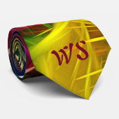 Psychedelisch Pink-Gelbe Abstrakte Initialen Krawatte (Gerollt)