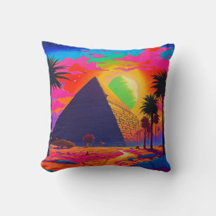 Psychedelisch Pink Orange ägyptische Pyramide Kissen