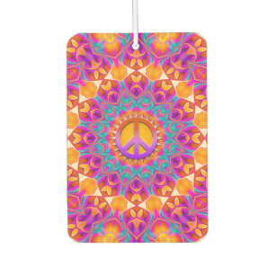 Psychedelisch Pink Orange Mandala Friedenssymbol Autolufterfrischer