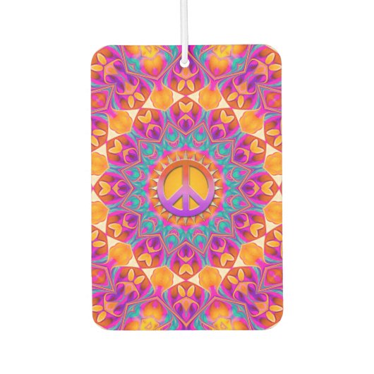 Psychedelisch Pink Orange Mandala Friedenssymbol Autolufterfrischer (Vorderseite)