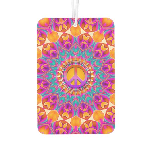 Psychedelisch Pink Orange Mandala Friedenssymbol Autolufterfrischer (Rückseite)