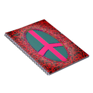 Psychedelisch Pink Peace Sign Notebook Notizblock
