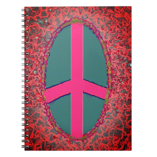 Psychedelisch Pink Peace Sign Notebook Notizblock (Vorderseite)
