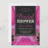 Psychedelisch Pink Swirl Fraktal Spitzen Brautpart Einladung (Vorderseite)