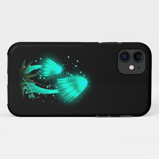 Psychedelisch Pixie Cap Glows Cyan Mushroom Case-Mate iPhone Hülle (Rückseite (Horizontal))