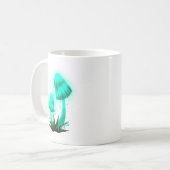 Psychedelisch Pixie Cap Glows Cyan Mushroom Kaffeetasse (Vorderseite Links)