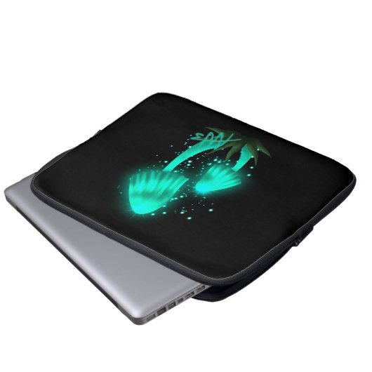 Psychedelisch Pixie Cap Glows Cyan Mushroom Laptopschutzhülle (Vorne Knopf)