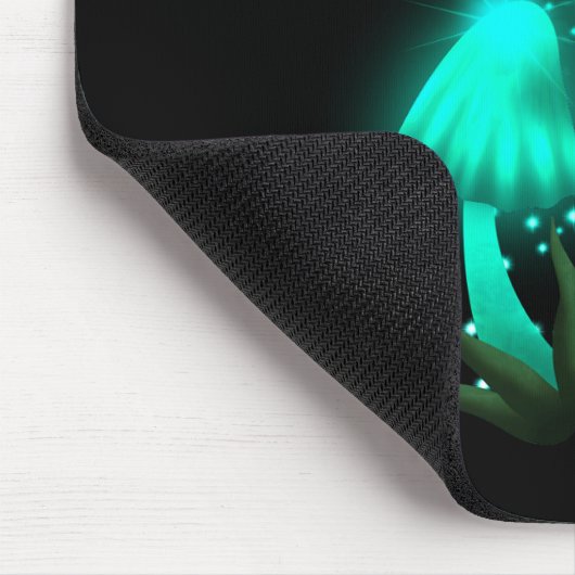 Psychedelisch Pixie Cap Glows Cyan Mushroom Mousepad (Ecke)