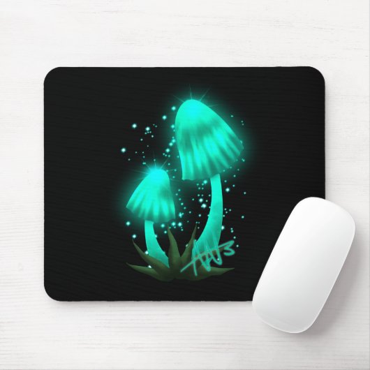 Psychedelisch Pixie Cap Glows Cyan Mushroom Mousepad (Mit Mouse)