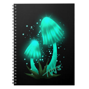 Psychedelisch Pixie Cap Glows Cyan Mushroom Notizblock