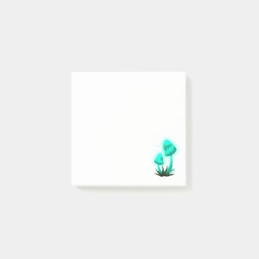 Psychedelisch Pixie Cap Glows Cyan Mushroom Post-it Klebezettel (Vorderseite)