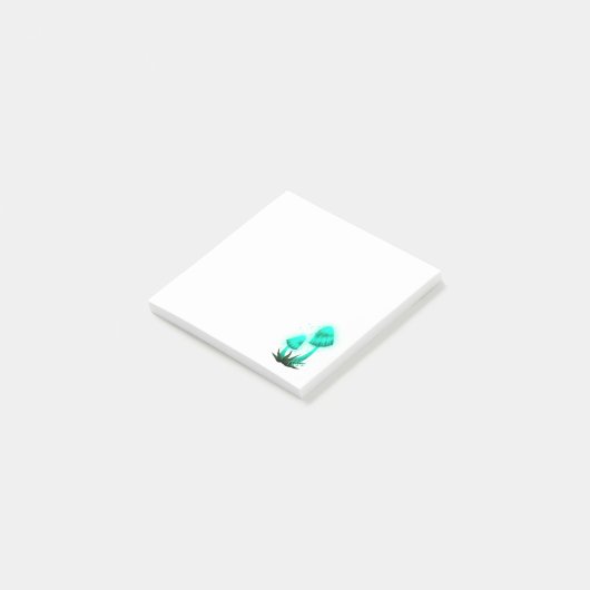 Psychedelisch Pixie Cap Glows Cyan Mushroom Post-it Klebezettel (angewinkelt)