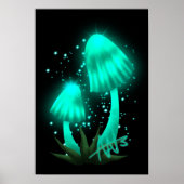 Psychedelisch Pixie Cap Glows Cyan Mushroom Poster (Vorne)