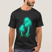 Psychedelisch Pixie Cap Glows Cyan Mushroom T-Shirt (Vorderseite)