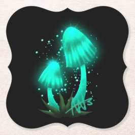 Psychedelisch Pixie Cap Glows Cyan Mushroom Untersetzer