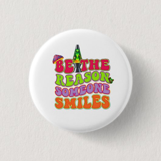 PSYCHEDELISCH POSITIVER LAVALAMPEN-HIPPIE-PILZ BUTTON (Vorderseite)