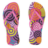 Psychedelisch Retro 60er Spirals Circles Design Badesandalen (Fußbett)
