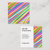 Psychedelisch Retro Candy Rainbow Strippenmuster  Quadratische Visitenkarte (Vorne/Hinten)