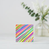 Psychedelisch Retro Candy Rainbow Strippenmuster Quadratische Visitenkarte (Stehend Vorderseite)