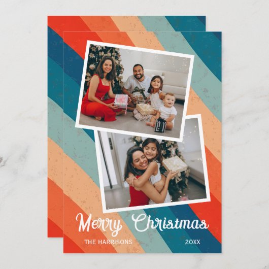 Psychedelisch Retro Groove Wavy Foto Weihnachten (Vorne/Hinten)