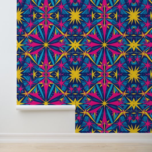 Psychedelisch Retro Kaleidoskop Peel und Stick Tapete (Anwendung)