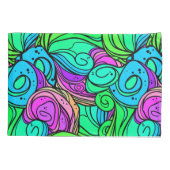 Psychedelisch Retro Muster Blau Grün Aquamarin Lil Kissenbezug (Rückseite-Links)