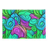 Psychedelisch Retro Muster Blau Grün Aquamarin Lil Kissenbezug (Rückseite-Rechts)