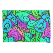 Psychedelisch Retro Muster Blau Grün Aquamarin Lil Kissenbezug (Vorderseite-Links)