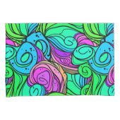 Psychedelisch Retro Muster Blau Grün Aquamarin Lil Kissenbezug (Vorderseite-Rechts)