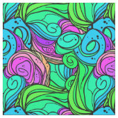 Psychedelisch Retro Muster Blau Grün Aquamarin Lil Stoff (Nahaufnahme)