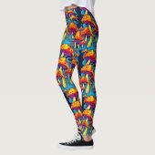 Psychedelisch Retro Trippy Mushrooms Leggings (Links)