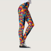 Psychedelisch Retro Trippy Mushrooms Leggings (Rechts)