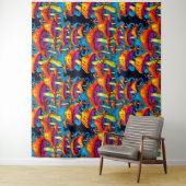 Psychedelisch Retro Trippy Mushrooms Wandteppich (Beispiel)