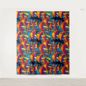 Psychedelisch Retro Trippy Mushrooms Wandteppich (Vorderseite)