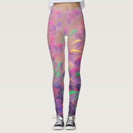 Psychedelisch rosa Lila-gelber Neonfisch Leggings