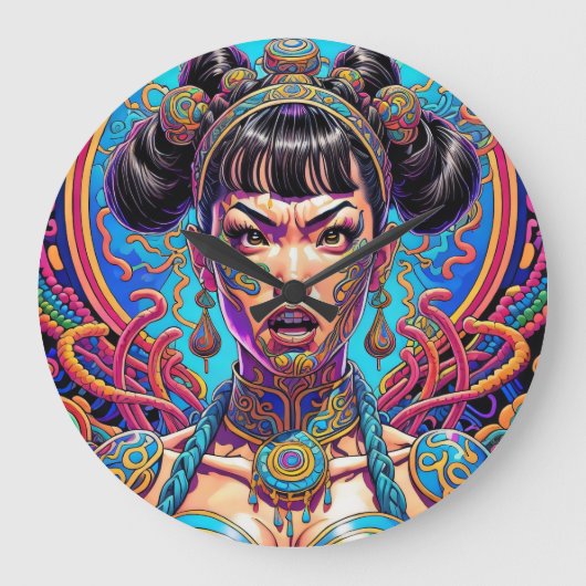 Psychedelisch Sage was! Kunst Große Wanduhr (Vorderseite)