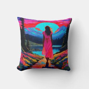 Psychedelisch-schottische Landschaft Kissen
