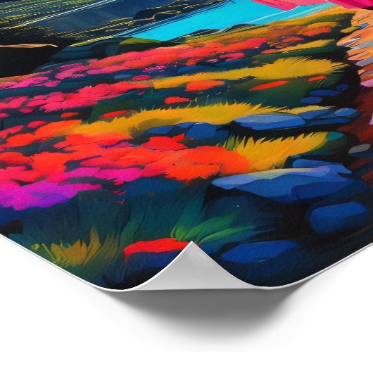 Psychedelisch-schottische Landschaft Poster (Ecke)