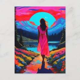 Psychedelisch-schottische Landschaft Postkarte