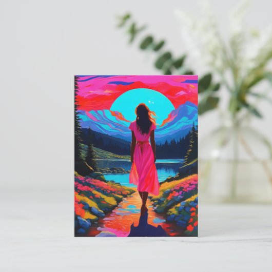 Psychedelisch-schottische Landschaft Postkarte (Stehend Vorderseite)