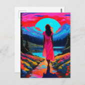 Psychedelisch-schottische Landschaft Postkarte (Vorne/Hinten)