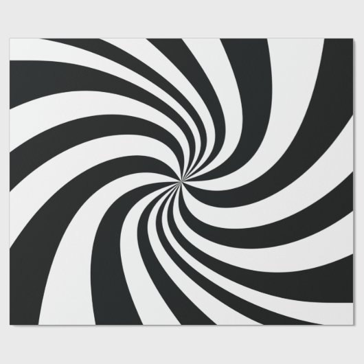 Psychedelisch Schwarz-Weiß-Swirl Geschenkpapier (Flach)