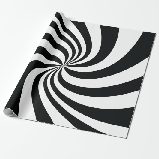 Psychedelisch Schwarz-Weiß-Swirl Geschenkpapier (Ungerollt)