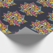 Psychedelisch Spooky Eye Blume farbig Geschenkpapier (Ecke)
