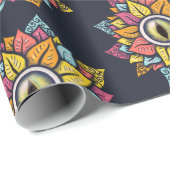 Psychedelisch Spooky Eye Blume farbig Geschenkpapier (Rolleneckpunkt)