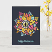 Psychedelisch Spooky Eye Blume farbig Karte (Gelbe Blume)