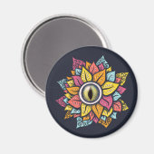 Psychedelisch Spooky Eye Blume farbig Magnet (Vorderseite/Rückseite)