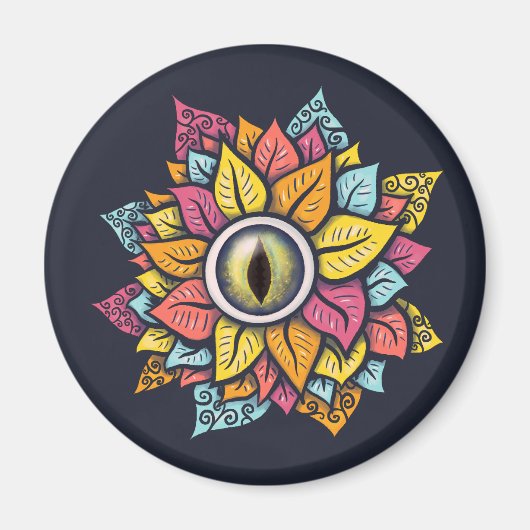Psychedelisch Spooky Eye Blume farbig Magnet (Vorne)