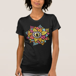Psychedelisch Spooky Eye Blume farbig T-Shirt